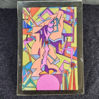 Abstract Original Art Thomas Bently Graffiti Outsider Folk Signed Pink Yellow