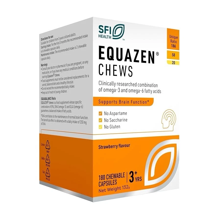 Equazen Chews OMEGA 3 & 6 Supplement Strawberry Flavored 180 - exp 09/2026