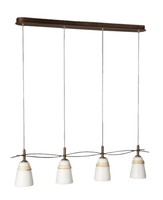 Massive Pendelleuchte Eusta Uno 4 Braun Patiniert Glas 4X E14 FüR Led Geeignet