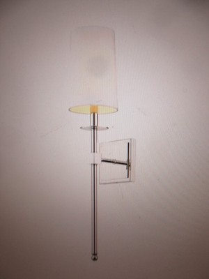 Z-Lite 1-Light Polished Nickel Wall Sconce with White Fabric Shade