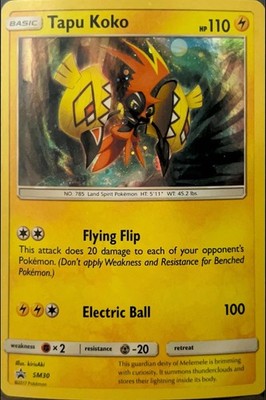 Pokémon TCG Tapu Koko Black Star Promo SM30 Cosmos Holo Bleed NM/M