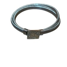 Anne Klein Belt Vintage 90s Silver Stretch Skinny Lion Logo Retro