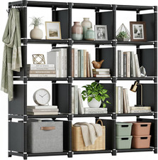 Book Shelf, 12 Cube Storage Organizer, DIY Bookcase, Metal Bookshelf,Tall Book c