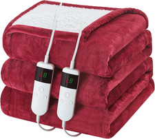Queen Electric Heated Blanket 10 Heat Levels Soft Flannel Sherpa 8H Auto Off