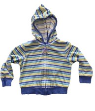 Gymboree Velvet Hoodie Full Zip Girls 4 Lavender Yellow Rainbow Striped Vtg Y2K
