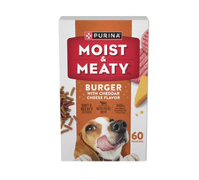 Purina Moist  Meaty Burger with Cheddar Cheese Flavor, Adult Dog Food, 6 oz., 6