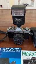  UNTESTED Minolta XG1 35mm Film Camera With Flash And Manuals