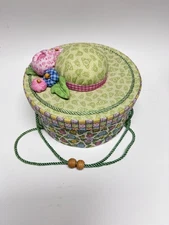 Vtg Mary Engelbreit Sewing Basket Carrying Storage Hat Box 2001 Dritz 