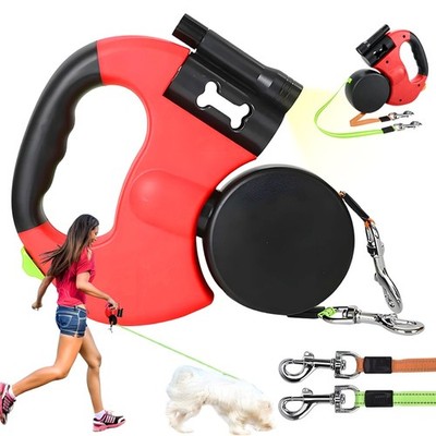 Dual Automatik Hundeleine Flexi Rollleine Gurtleine Doppelleine 2 Hunde für 27KG