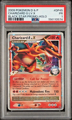 PSA 1 2009 Diamond & Pearl Black Star Promo Charizard G Lv.X DP45 Holo Foil