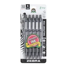 Zebra Pen Z-Grip Retractable Ballpoint Pen, Medium Point, 1.0mm, Black Ink - 5