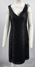 Valentino Black Applique-Embellished Sleeveless Shift Dress sz 40/4