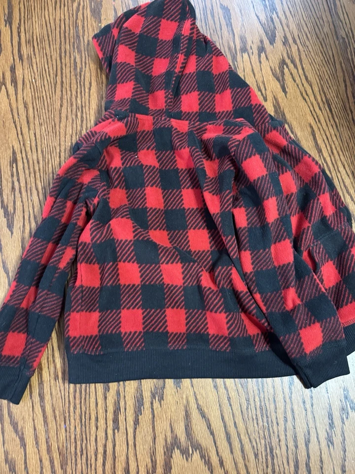 Sudadera con capucha a cuadros Buffalo 5T para niños Navidad vacaciones roja negra Foto 3 de 3