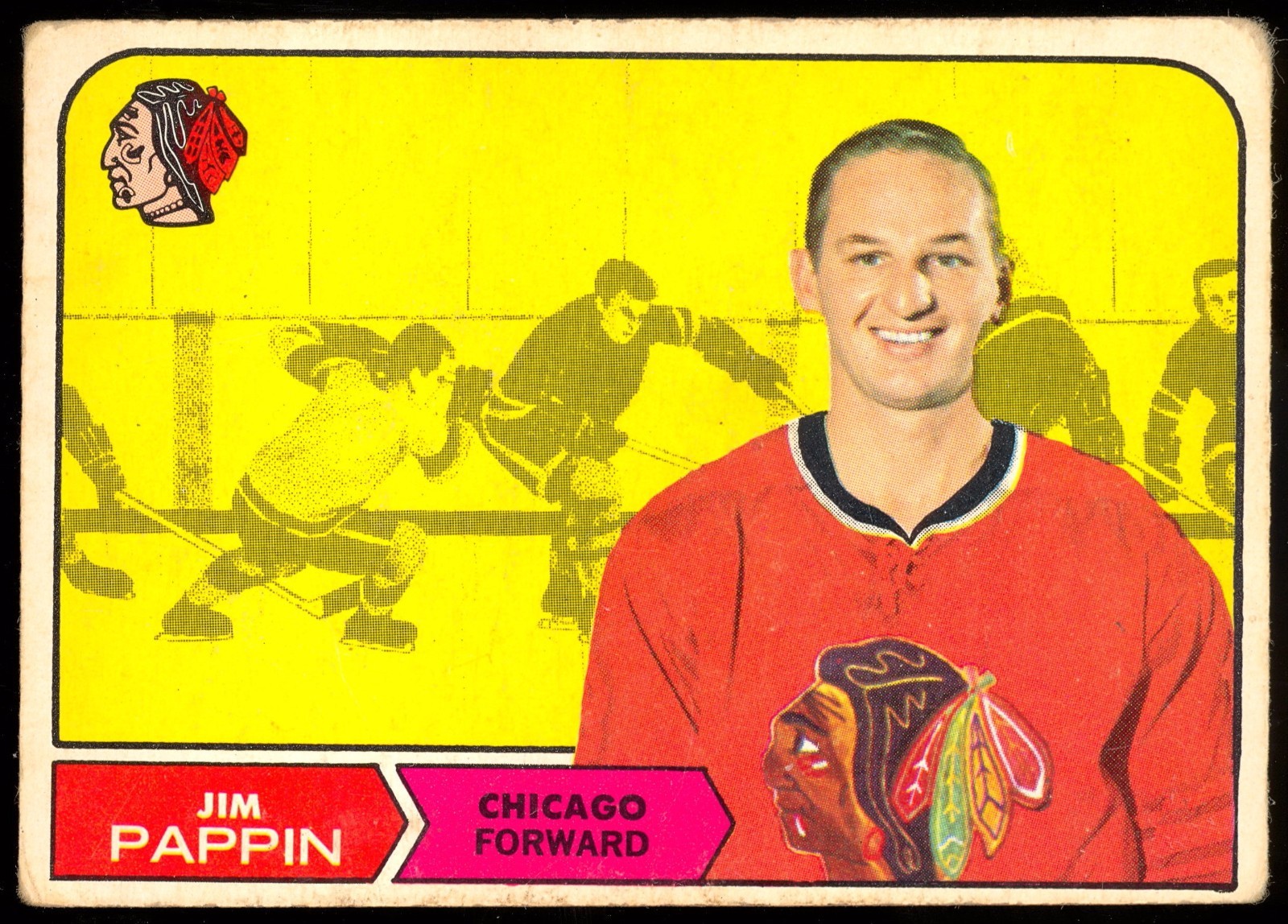 1968 69 OPC O PEE CHEE #21 JIM PAPPIN VG-EX CHICAGO BLACK HAWKS HOCKEY CARD