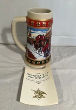 VINTAGE 1993 Budweiser Holiday Stein Collection Hometown Holiday Mug Collection