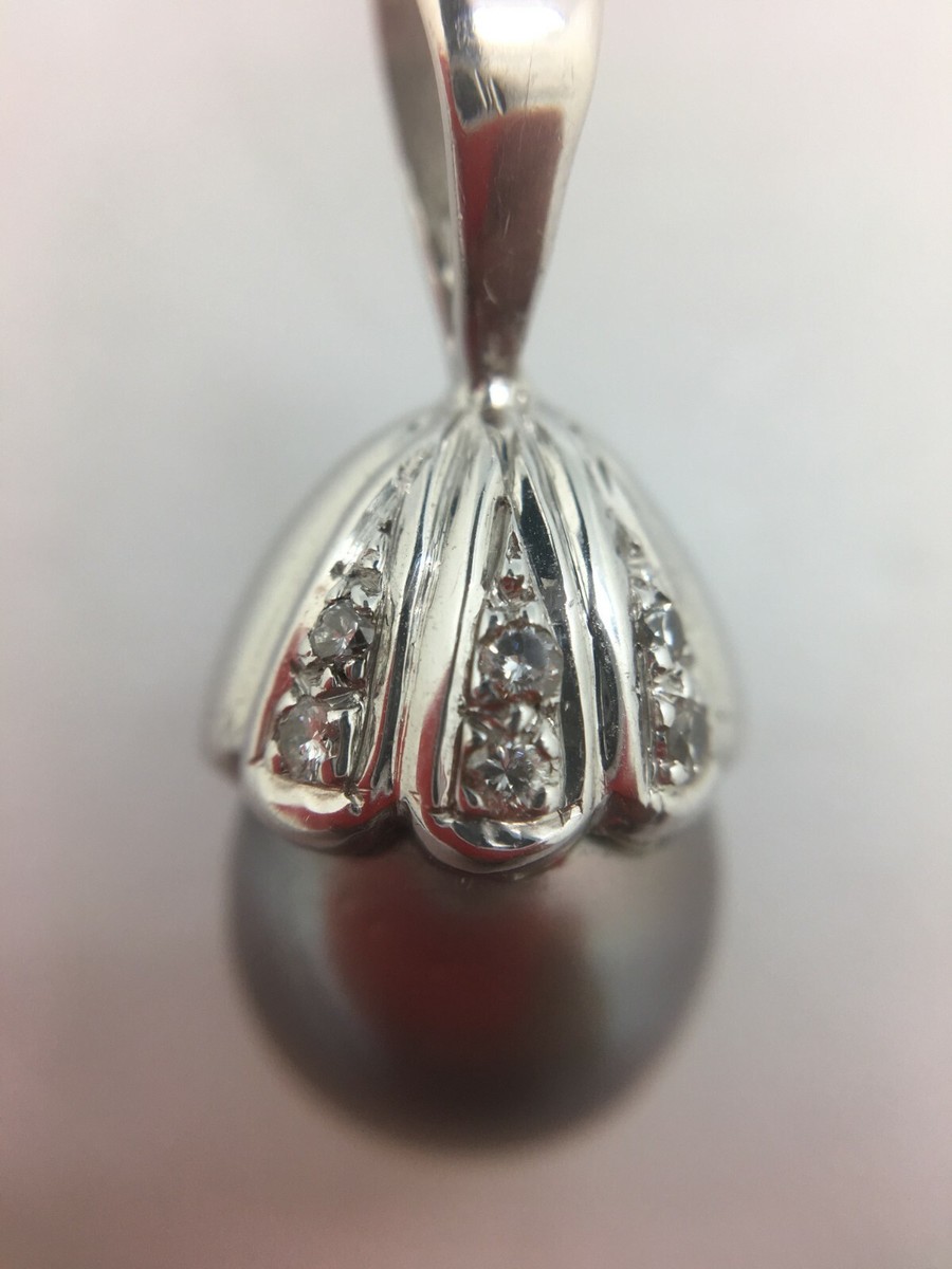 Pendentif Or 18k Avec Perle De Tahiti Et Diamants - Neuf Sans Emballage, Bijou Luxe