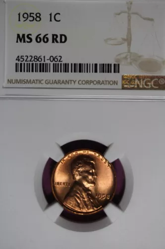 1958 NGC MS66 RD LINCOLN WHEAT CENT #B43971