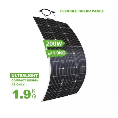 GLIESE 200W Solarpanel Flexibel Monokristallin 12V Solarmodul für Wohnmobil Haus CE