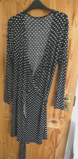 H & M BLACK AND WHITE SPOT FAKE WRAP DRESS  EUR S