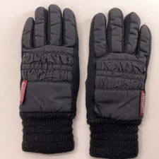 Retro Black Knit And Polyester Ruffled Winter Gloves Thinsulate Lining