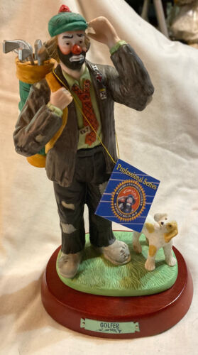 Emmett Kelly Jr. Figurine "Golfer" Clown Wood Base w Box, Collectibles - Picture 1 of 4