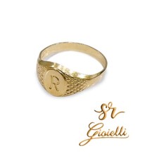 Anello Ricordo con Lettera R in ORO GIALLO Inciso ORO 18 KT 750% List 325€