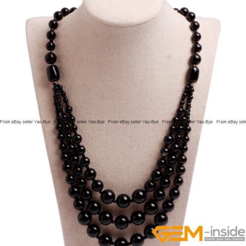 8-12mm Gemstone Round Beaded Fashion Long Necklace For Women 19 Inch Handmade AU - Foto 38 di 82