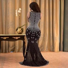 Black Dimond Mesh Slips Birthday Party Dress Long Luxiry Wedding, Size Small...