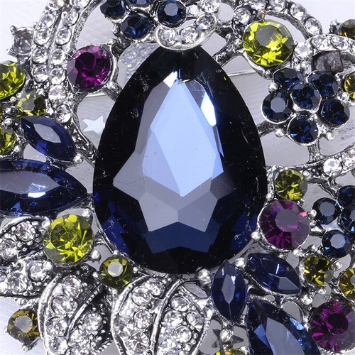 Bohemian Crystal Luxury Vintage Large Glass Rhinestone Brooch - Picture 15 of 20