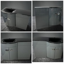 Bathroom Cabinet Back To Wall Toilet Basin Sink Suite Combi Vanity Unit D shape 