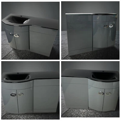 Bathroom Cabinet Back To Wall Toilet Basin Sink Suite Combi Vanity Unit D shape