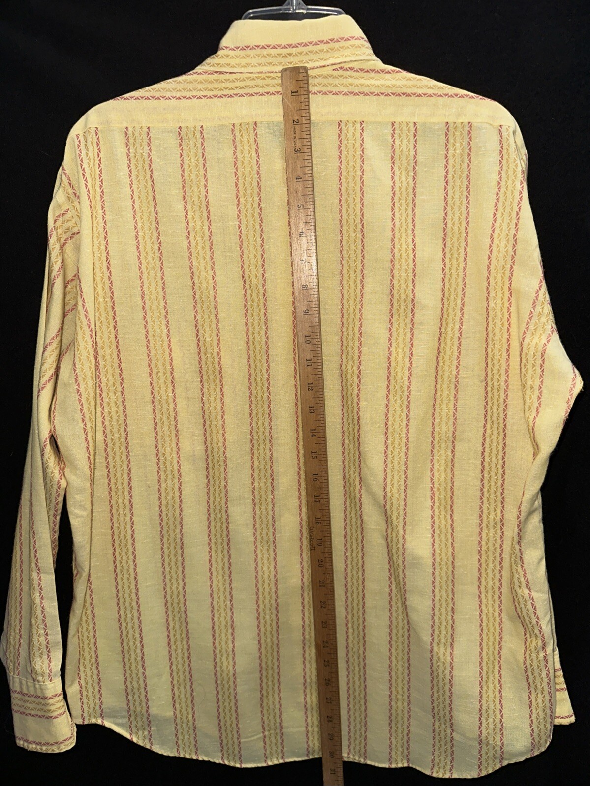 Vtg 70s Van Heusen 417 Vanopress 50/50 Button-Up Lrg Shirt~Yellow Striped image 5