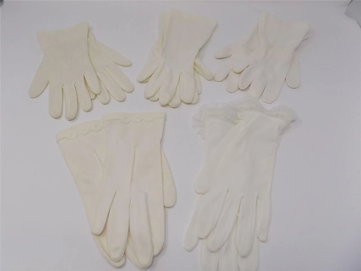 Ladies white gloves wrist length top