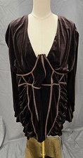 Pretty Little Thing Chocolate Low Cut Sexy Velvet Body Con Dress Women's Sz 22