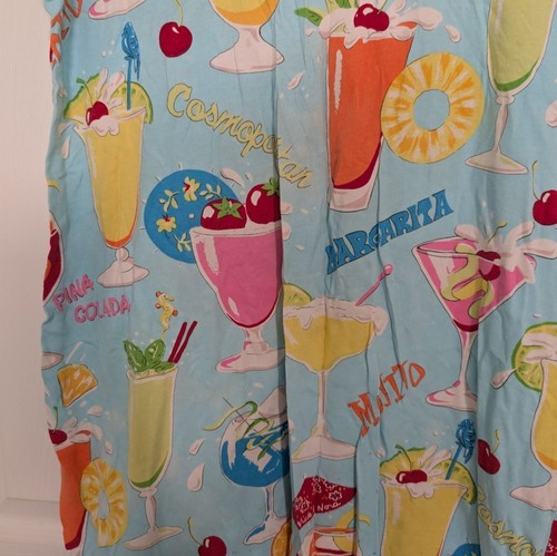 Nick & Nora Cocktail Sleep Shirt Womens Size Small Blue Tropical Drinks Cotton - Picture 4 of 14