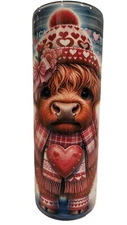 Baby Highland Cow Valentines 20oz Insulated Stainless Skinny Cup Travel Tumbler