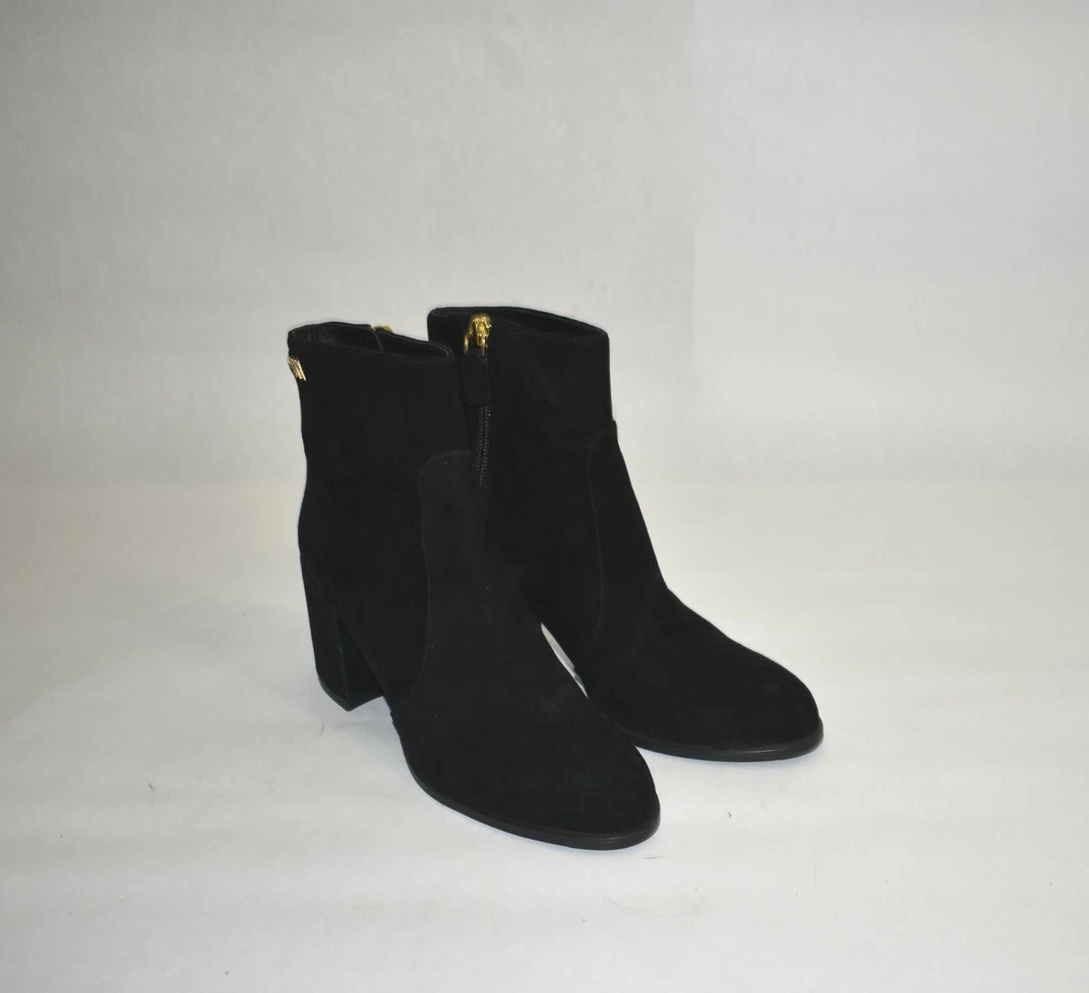 Stuart Weitzman Quinn Block Heel Bootie Suede Black Size 5 US 35.5