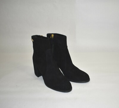 Stuart Weitzman Quinn Block Heel Bootie Suede Black Size US