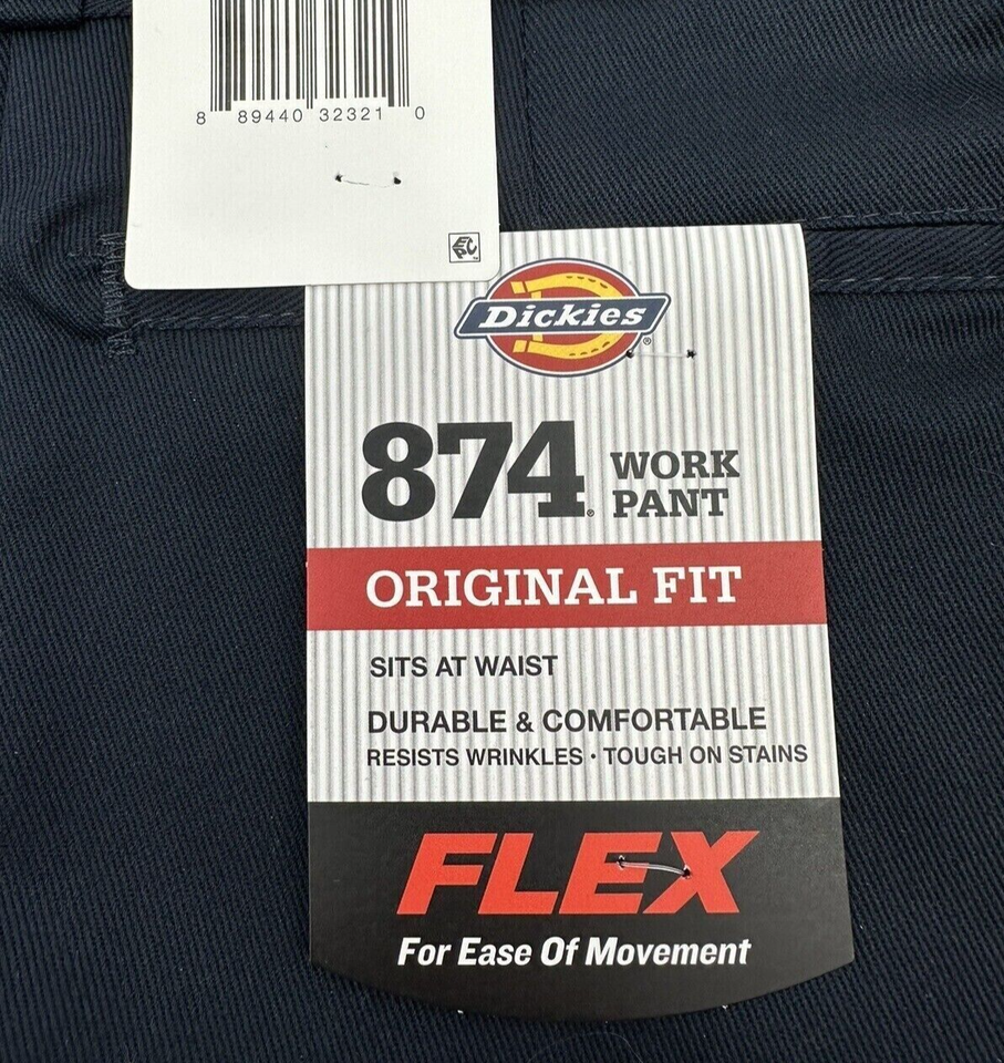 Dickies Men's SIZE 50 X 32 Flex Original Fit Work Pants Navy Blue 11874