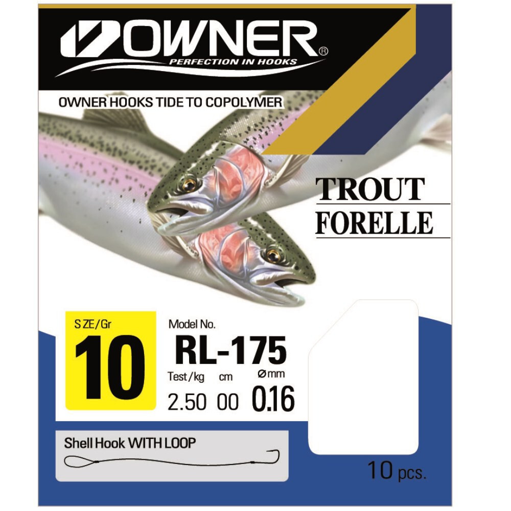 Owner Haken Trout Forelle RL175 250 cm fertig gebundene Haken Vorfachhaken 2290₽