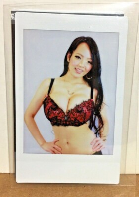 Hitomi Tanaka Busty Red & Black Lace Bra Fuji Cheki Original Photo