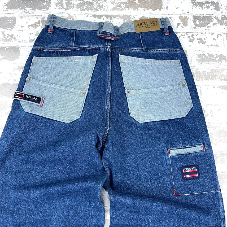 Pantalones de mezclilla vintage Bugle Boy para hombre 32x32 pierna ancha carpintero holgados años 90 Y2K hip hop patín Foto 2 de 4