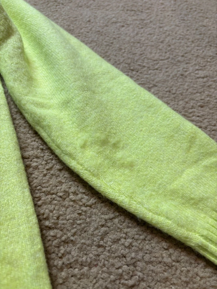LOFT Neon Yellow-Green Fluorescent Soft Henley Sweater Relaxed Cozy Oversized S - Image 2 of 4