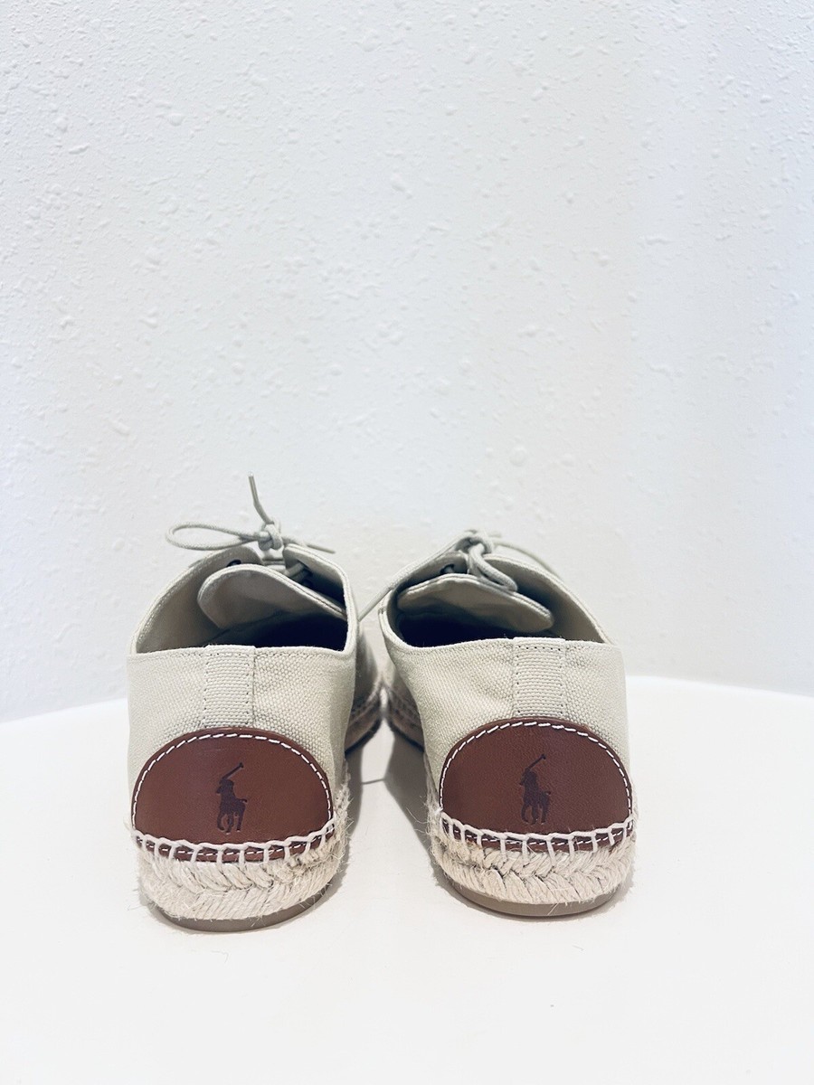 Polo Ralph Lauren Women's Canvas Beige Lace Up Espadrille