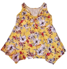 Kona Sol Womens Bright Yellow & Red & Blue Tankini Top V Neck Racerback-24W