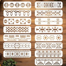 Stencils for Painting on Wood Wall, 15 Pcs Geometric Reusable Boho Aztec