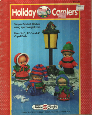 HOLIDAY CAROLERS CHRISTMAS CUPID DOLL OUTFITS FIBRE CRAFT CROCHET PATTERN