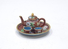 Chinese Cloisonne Miniature Tea Set with 4 Cups