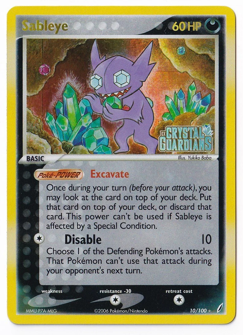 Sableye 10/100 Crystal Guardians Stamped Reverse Holo - NM