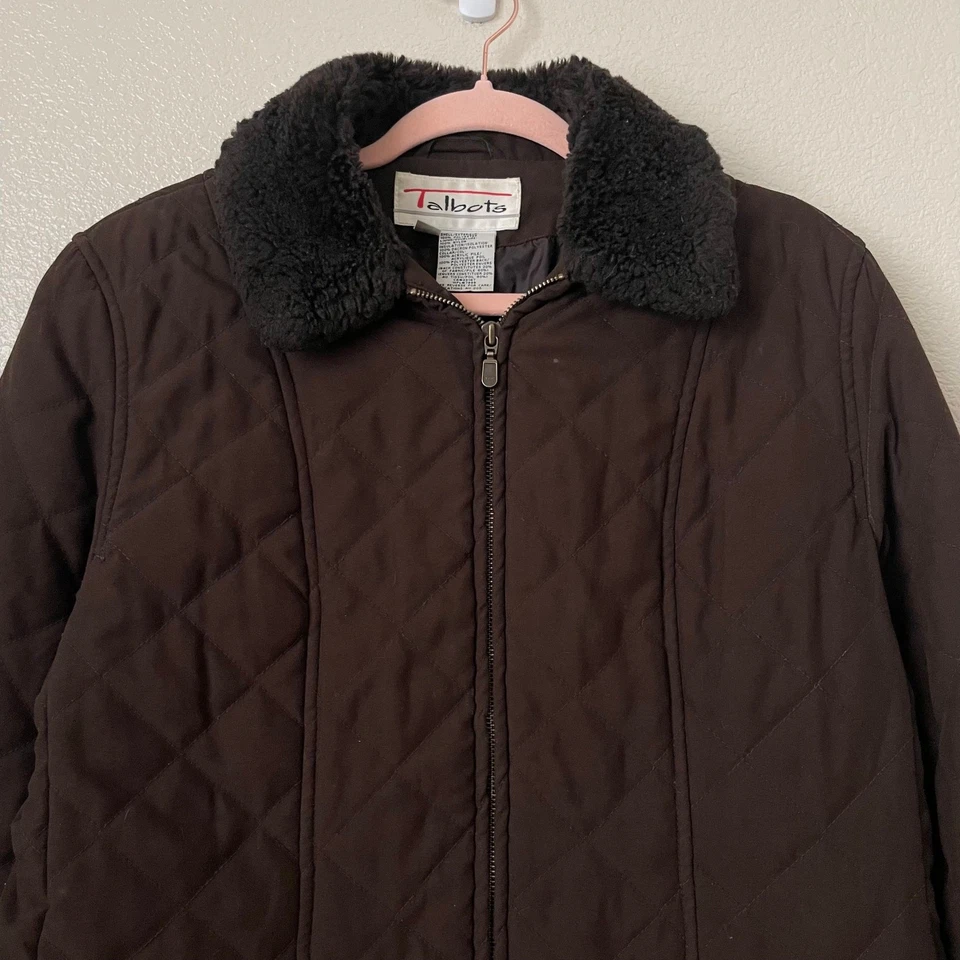Chaqueta Talbots Vintage Mujer Pequeña Marrón Tareas Granero Acolchada Cremallera Completa Gorpcore Foto 4 de 4